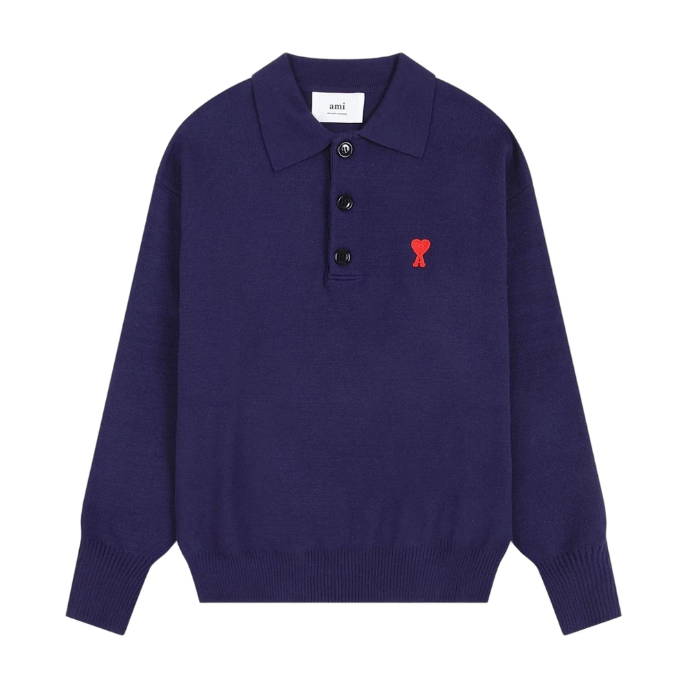 AMI Paris Ami de Coeur Wool Polo Shirt