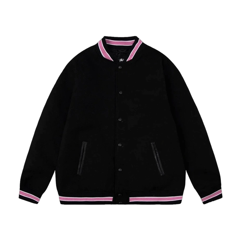 Stussy Striped-Trim Varsity Jacket