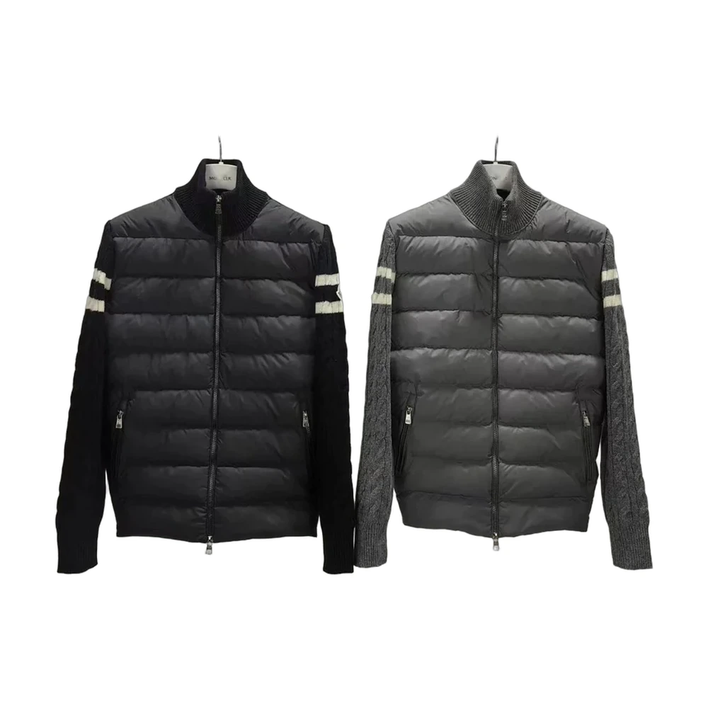 Moncler Grenoble Knit-Sleeve Down Cardigan Jacket