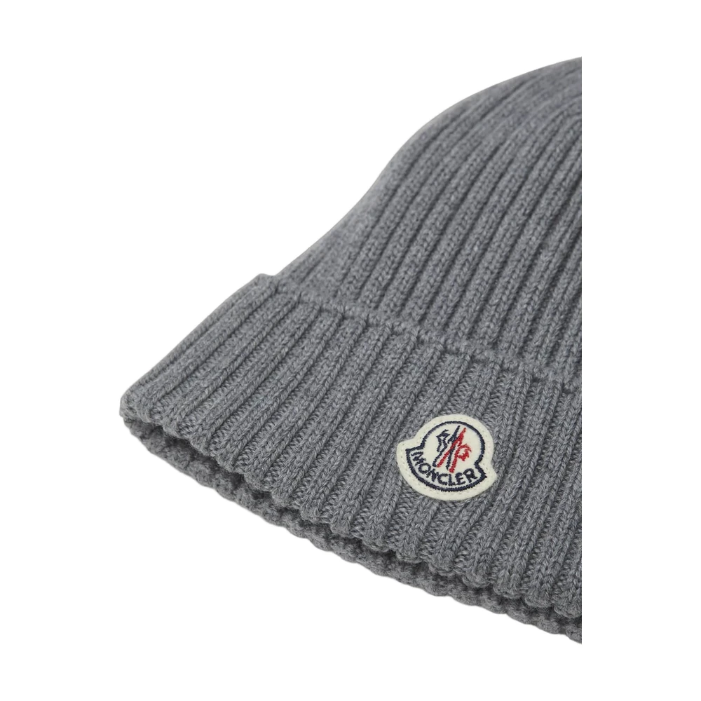 Moncler Logo Patch Ribbed Beanie