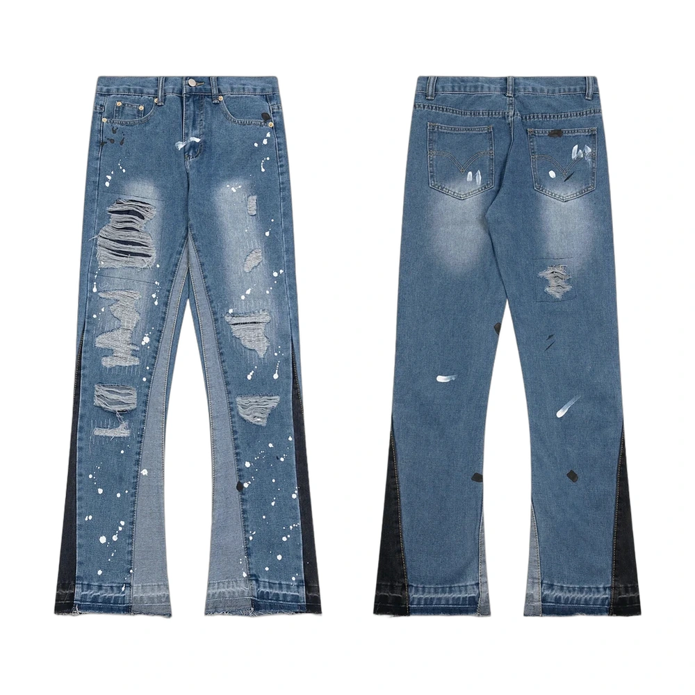 Gallery Dept Splash-Ink Stitched Flare Jeans