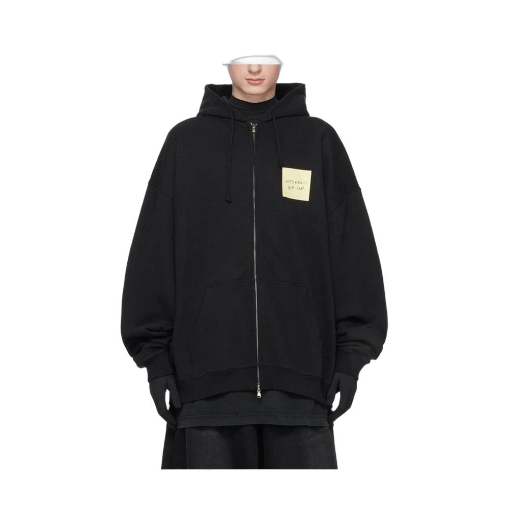 Vetements Post-It Note Patch Zip Hoodie