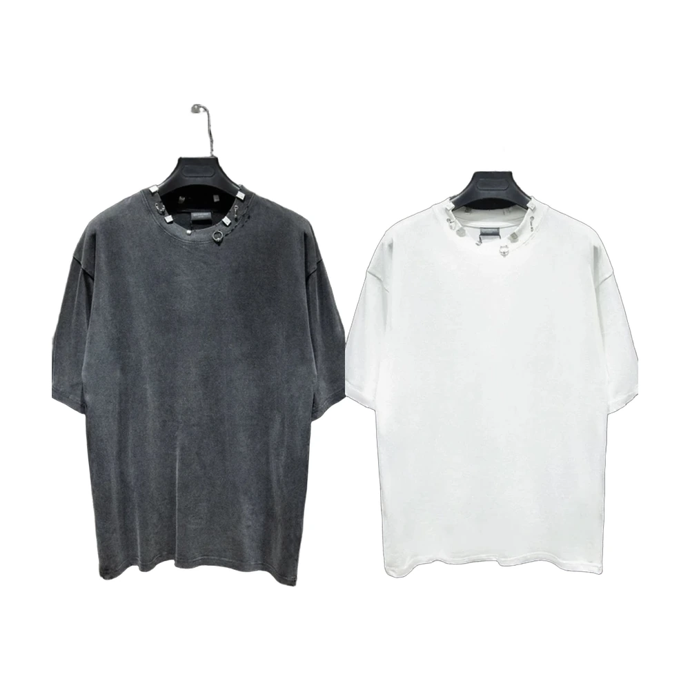 Balenciaga Pierced Studded Collar Oversized Tee