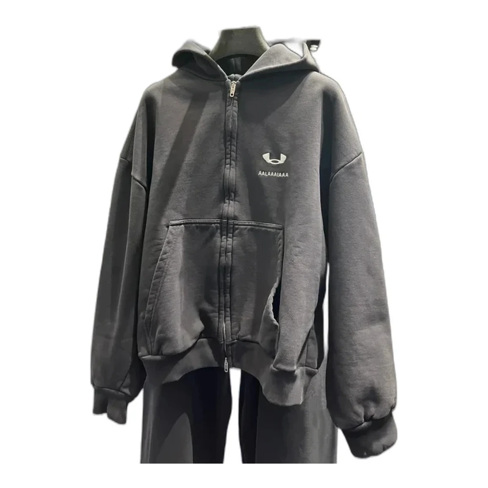 Oversized Zip Hoodie and Flare Pants Set Charcoal