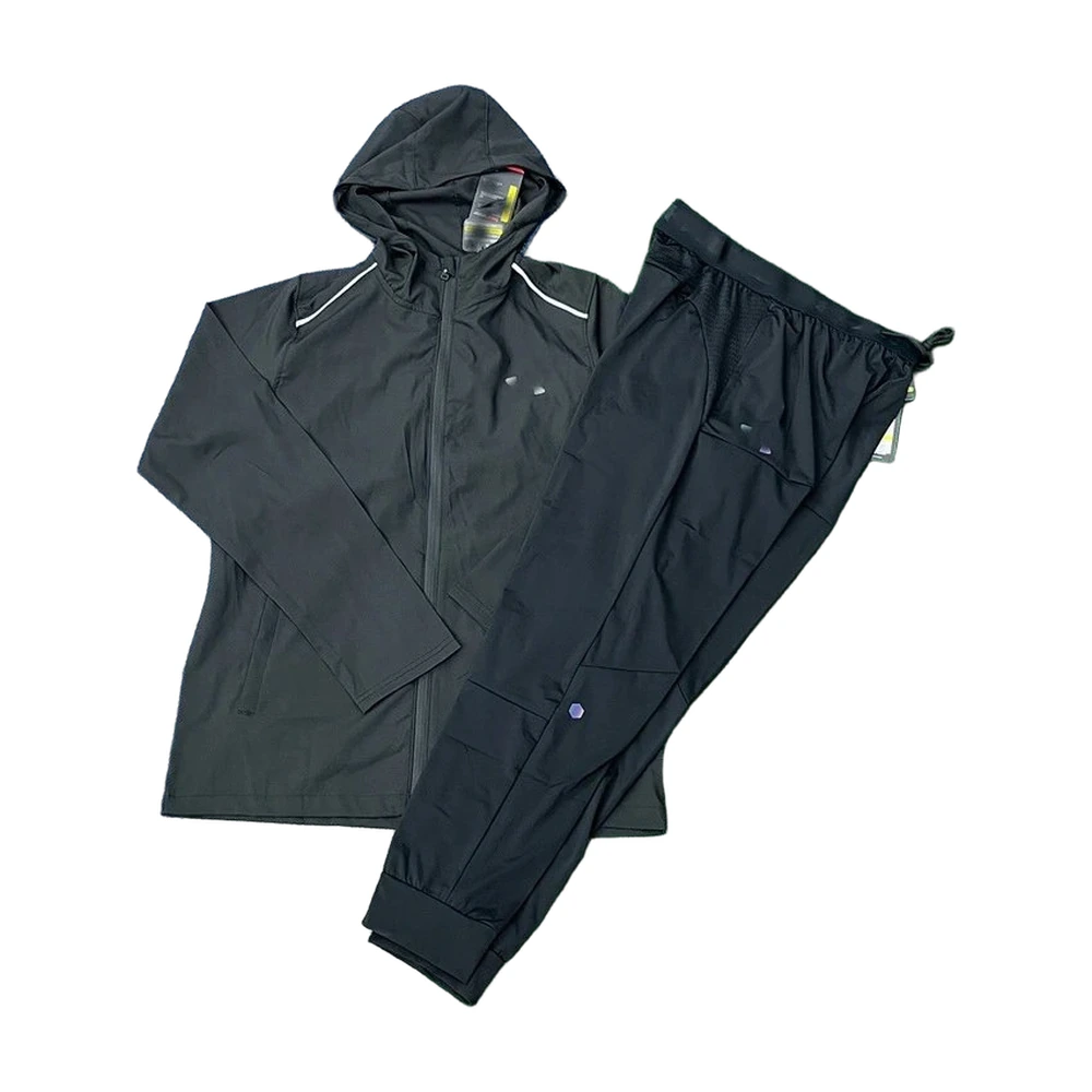 Hooded Windbreaker Jacket and Joggers Tracksuit Set