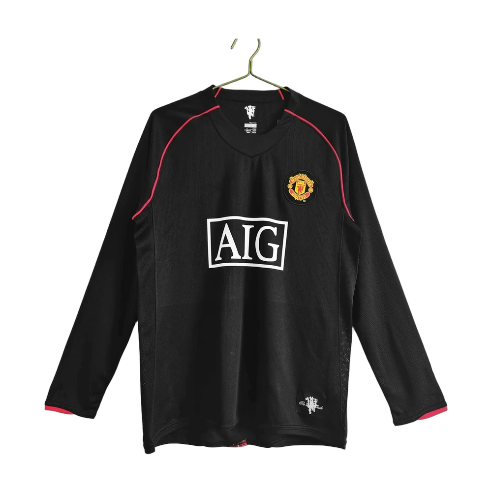 Manchester United 07/08 Away Long-Sleeve Retro Jersey (Black)