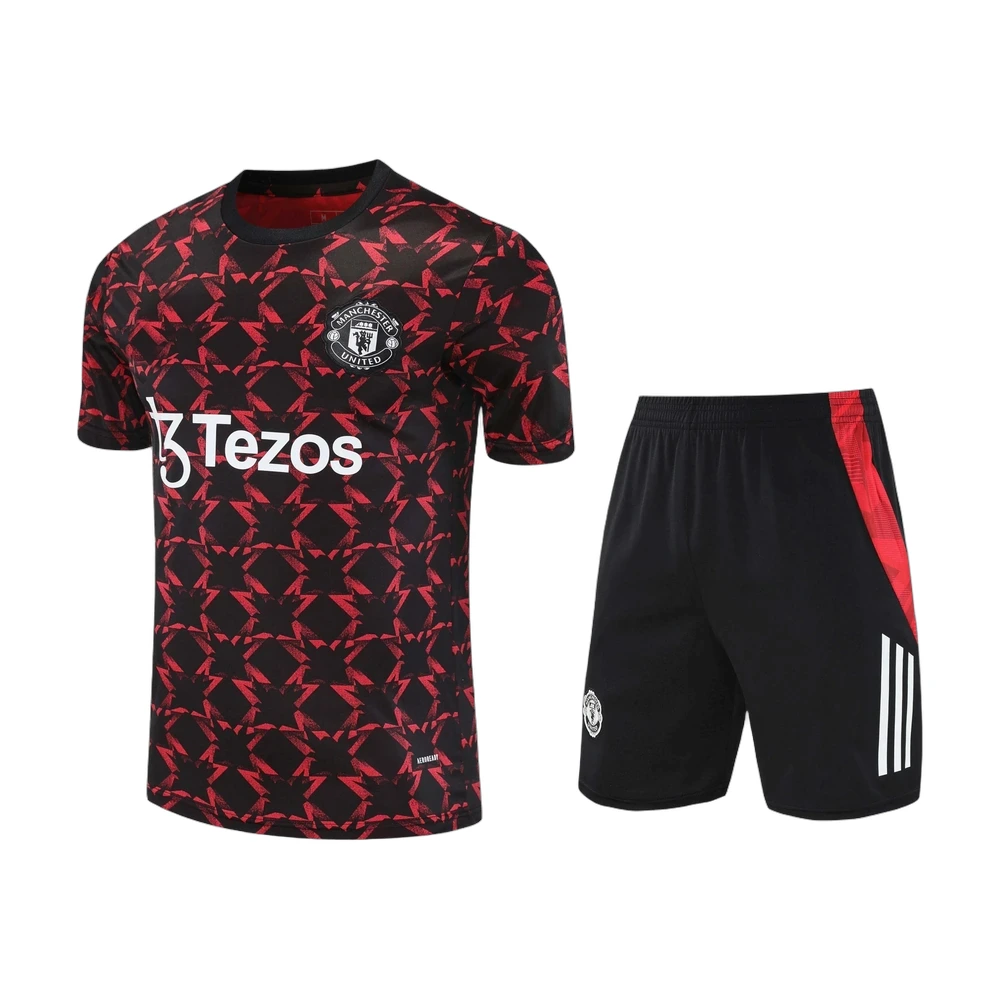 Manchester United 25/26 Training Tee + Shorts Set Black/Red