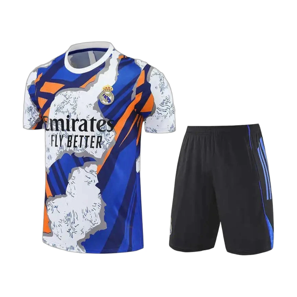 Real Madrid 25/26 Pre-Match Training Kit - Blue White Orange
