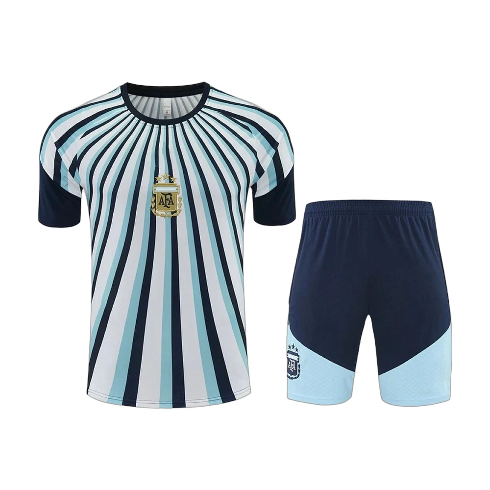 Argentina Training Kit White/Blue Stripe (Top & Shorts)