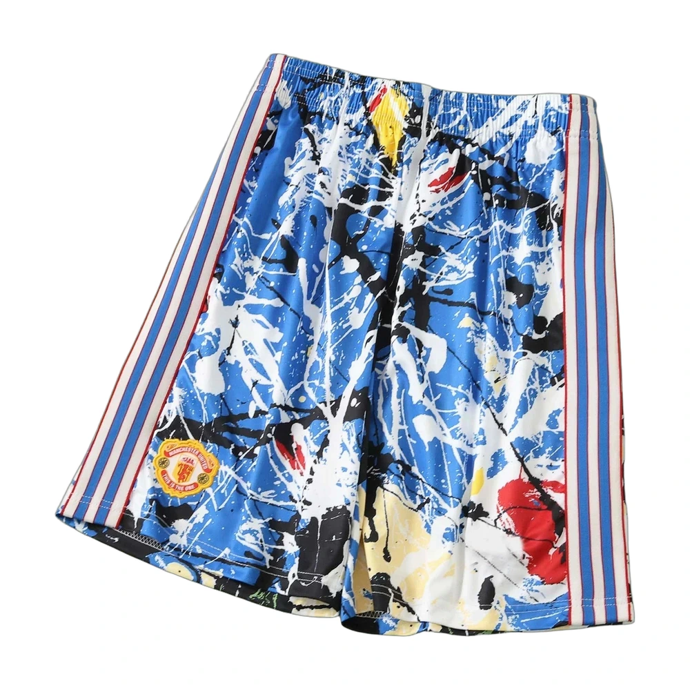 Manchester United Paint Splatter Shorts Blue