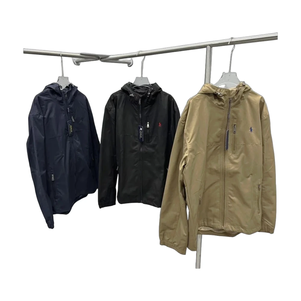 Polo Ralph Lauren Hooded Windbreaker Jacket (Navy/Black/Tan)