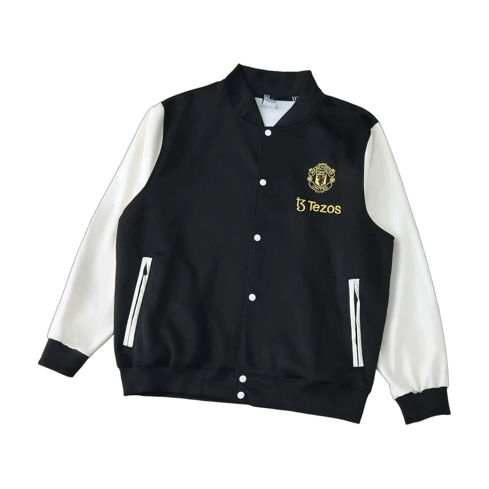 Manchester United Tezos Varsity Baseball Jacket Black/White