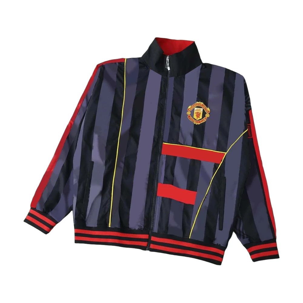 Manchester United Striped Windbreaker Jacket Black/Purple