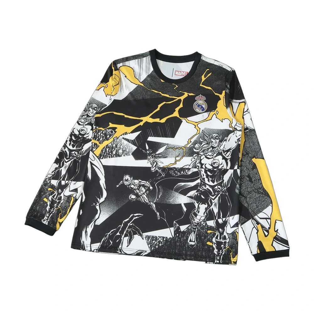 Real Madrid Marvel Long Sleeve Jersey Black White
