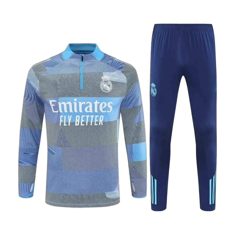 Real Madrid 25/26 Training Half-Zip Tracksuit Blue Grey