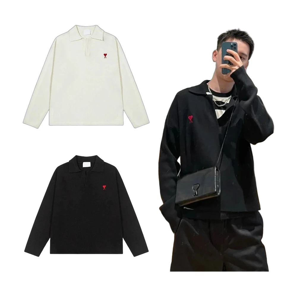 Ami Paris Ami De Coeur Knit Polo
