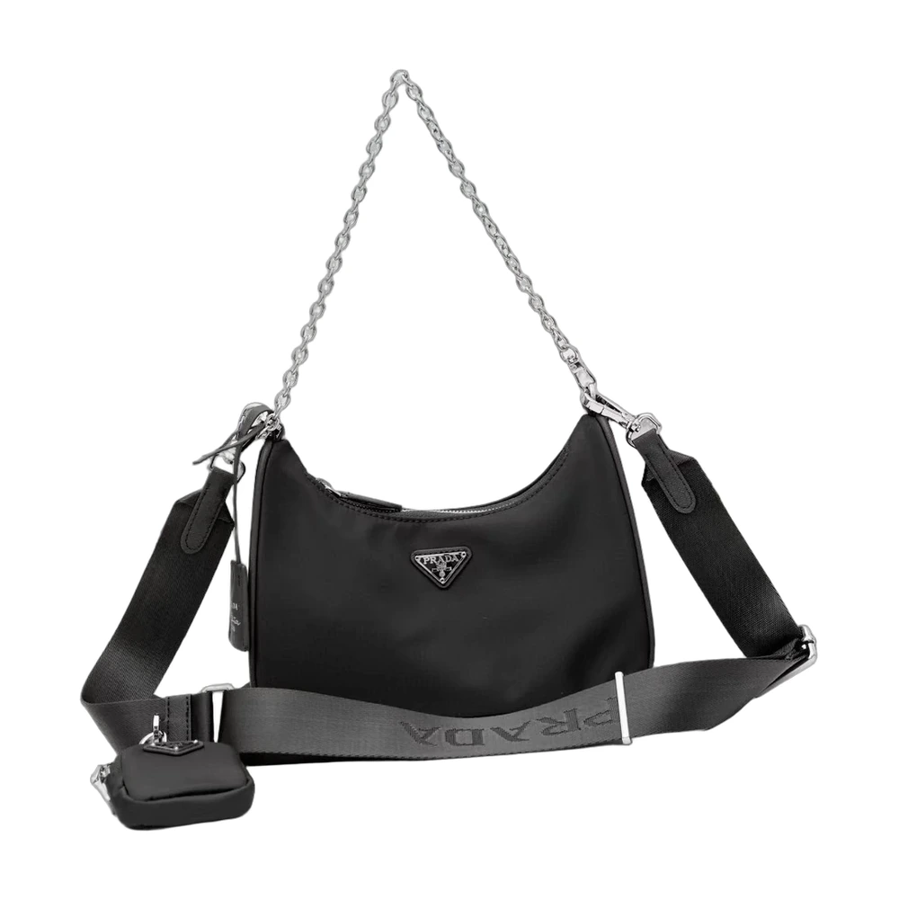 Prada Re-Nylon Re-Edition 2005 Chain Hobo Bag Black