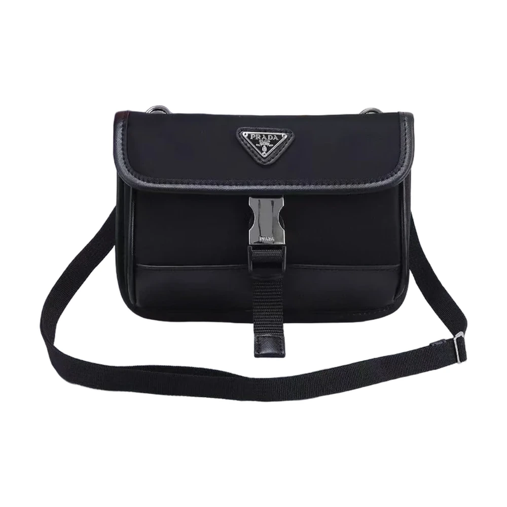 Prada Re-Nylon Flap Crossbody Bag - Black