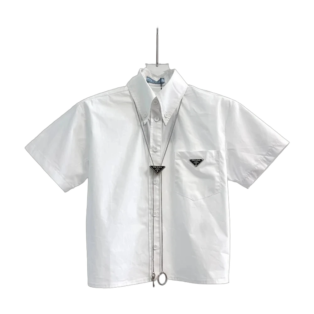 Prada Cropped Cotton Poplin Shirt