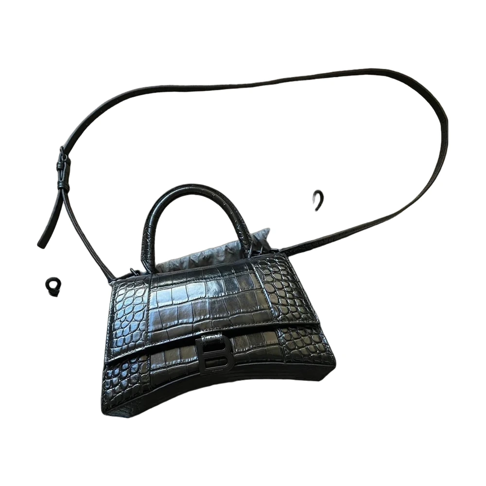 Balenciaga Hourglass Croc-Embossed Bag