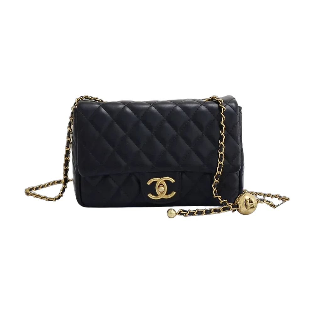 Chanel Pearl Crush Mini Flap Bag — Black Lambskin Gold Hardware
