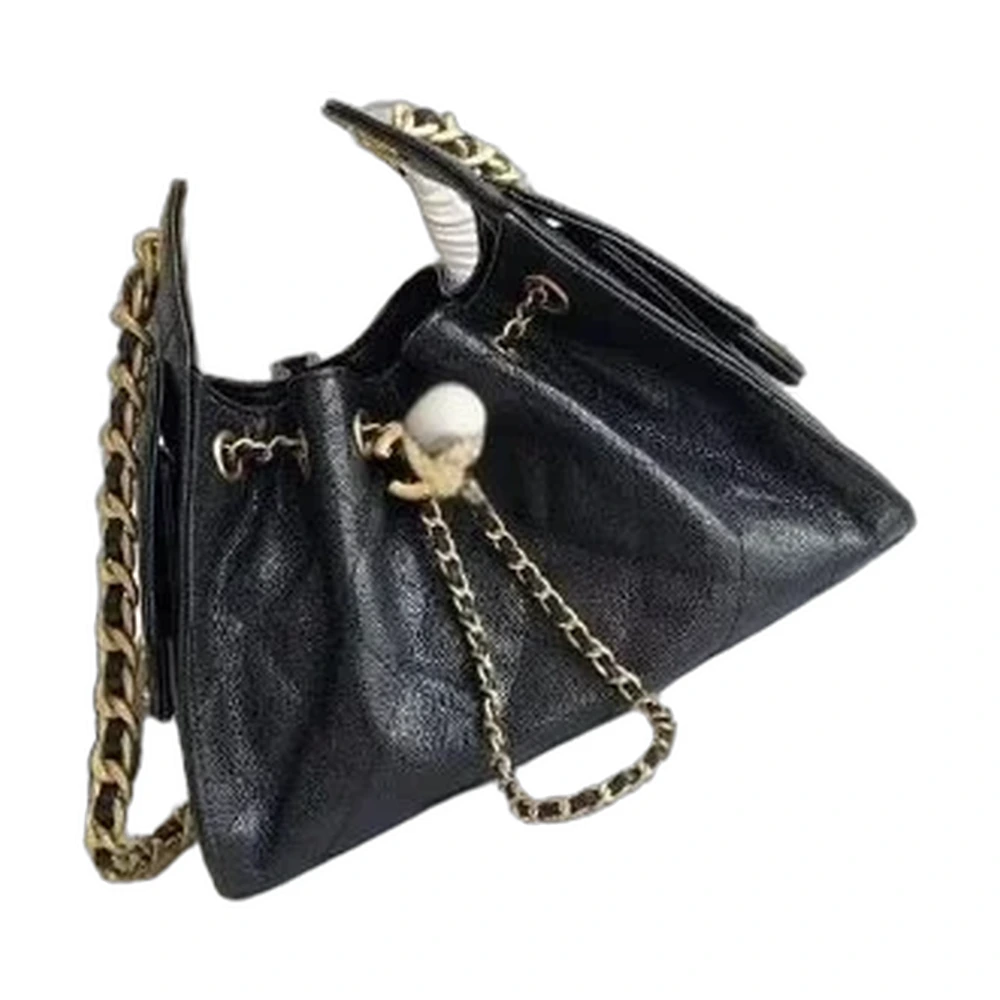 Chanel Caviar Drawstring Hobo Bag Black