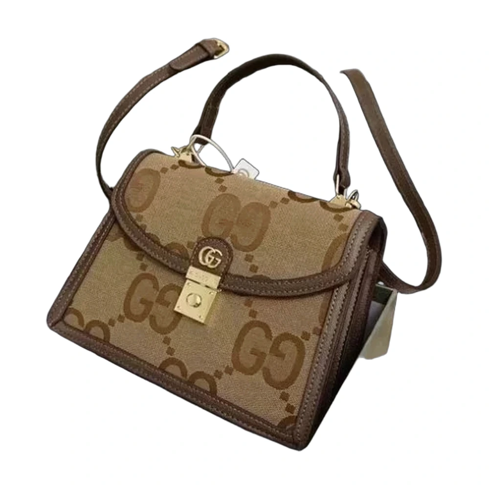 Gucci Jumbo GG Top Handle Bag Camel/Ebony