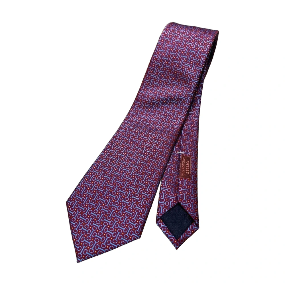 Hermes Chaine d'Ancre Silk Tie Burgundy