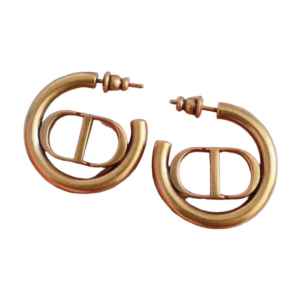 Dior Cd Navy Hoop Earrings