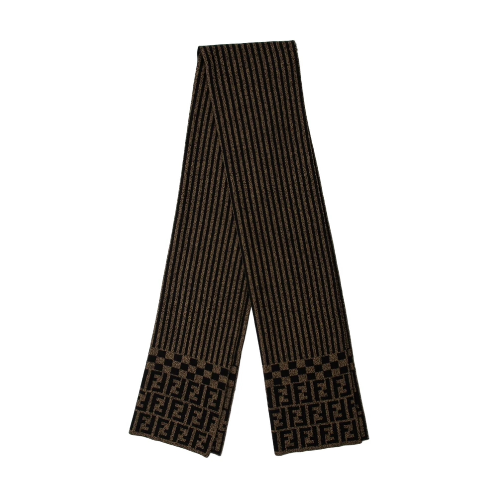 Fendi FF Logo Wool Scarf Brown/Ivory