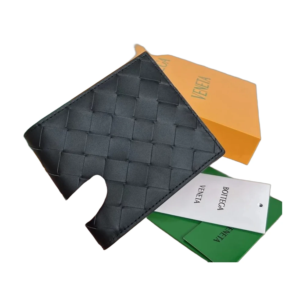 Bottega Veneta Intrecciato Bifold Wallet (Black)