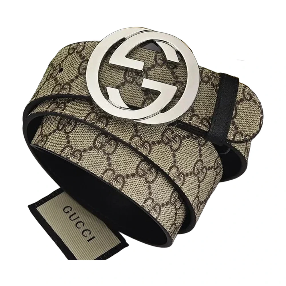 Gucci GG Supreme Interlocking G Belt (Silver Buckle)