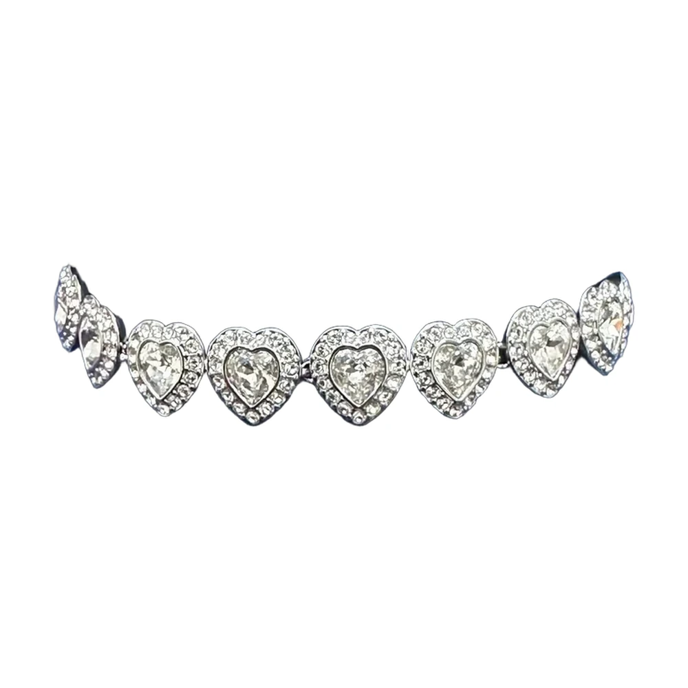 Swarovski Pave Heart Tennis Bracelet (Silver)