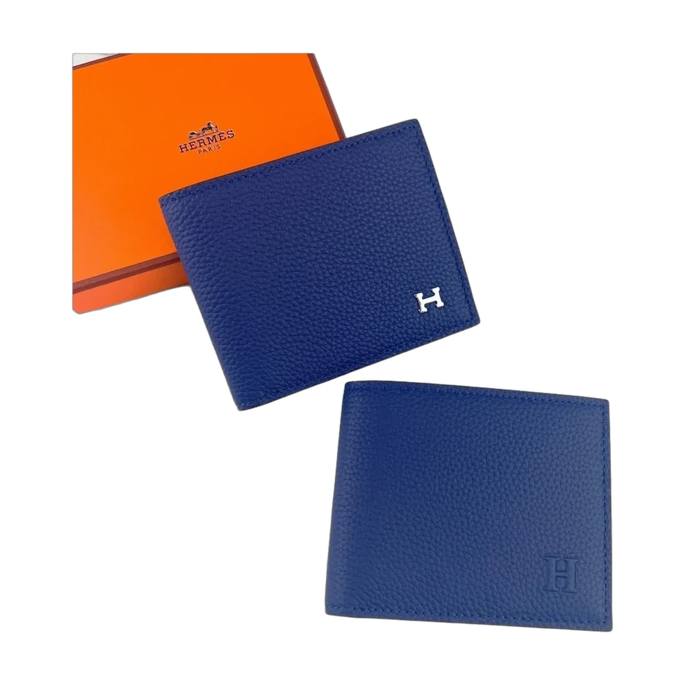 Hermès H Logo Bi-Fold Wallet Electric Blue