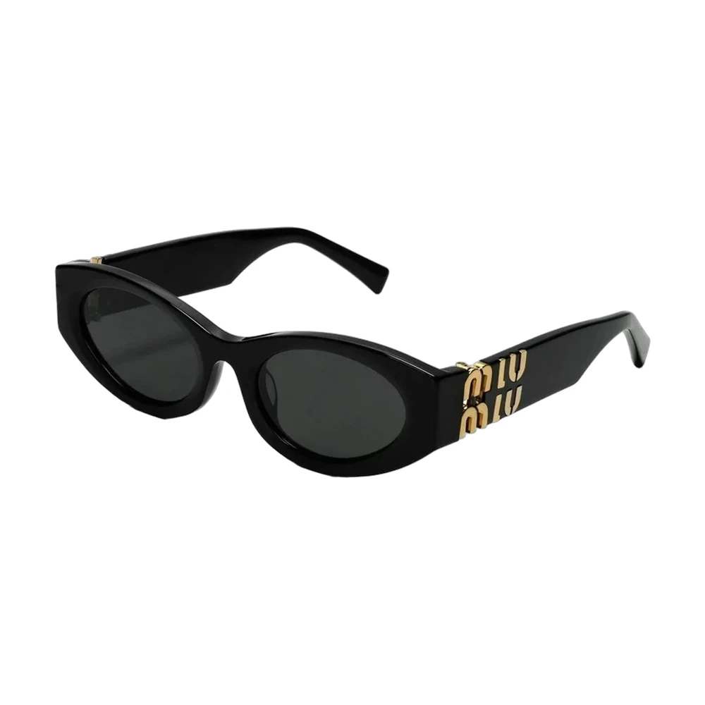 Miu Miu Logo Oval Sunglasses Black