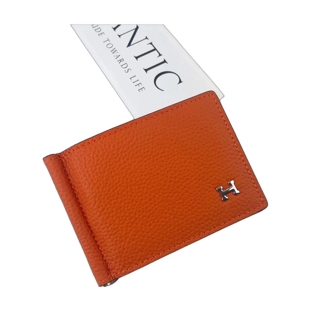 Hermès Leather Money Clip Wallet Orange