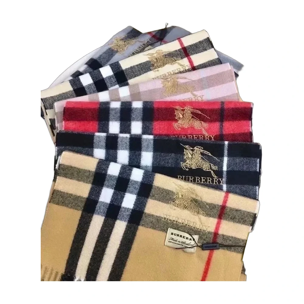 Burberry Giant Check Embroidered Cashmere Scarf