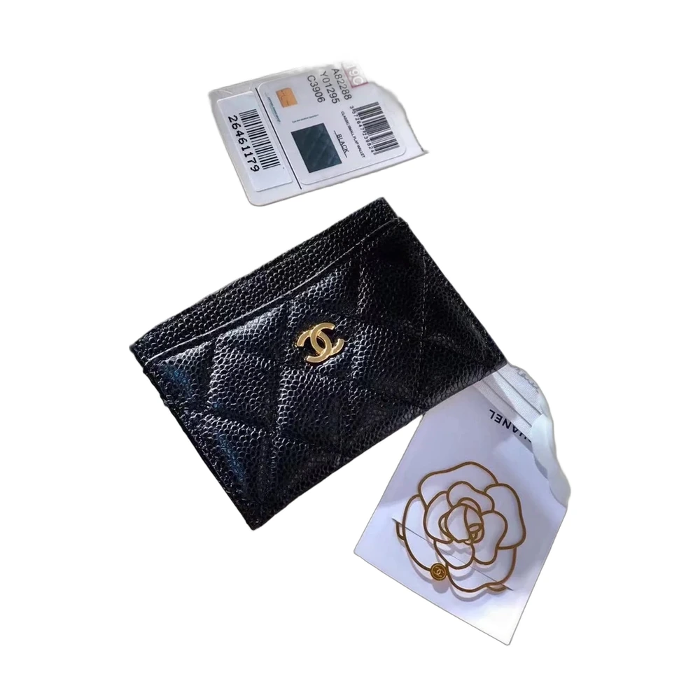 Chanel Classic Caviar Quilted Card Holder (Black)