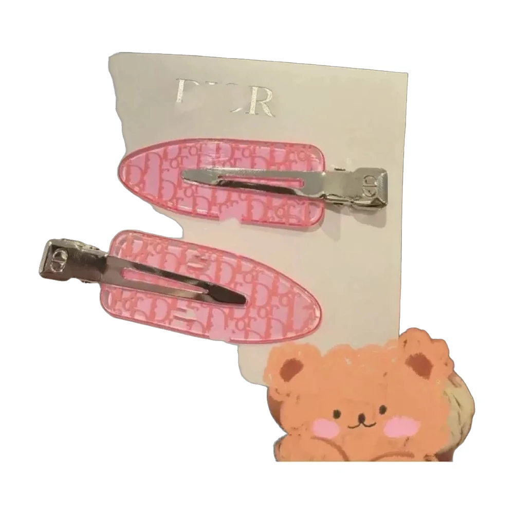 Dior Oblique Duckbill Hair Clip Set Pink