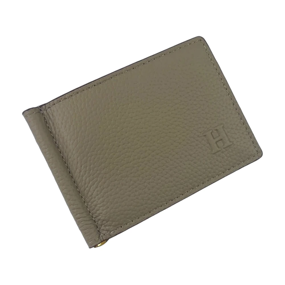 Hermès Leather Money Clip Wallet Etoupe