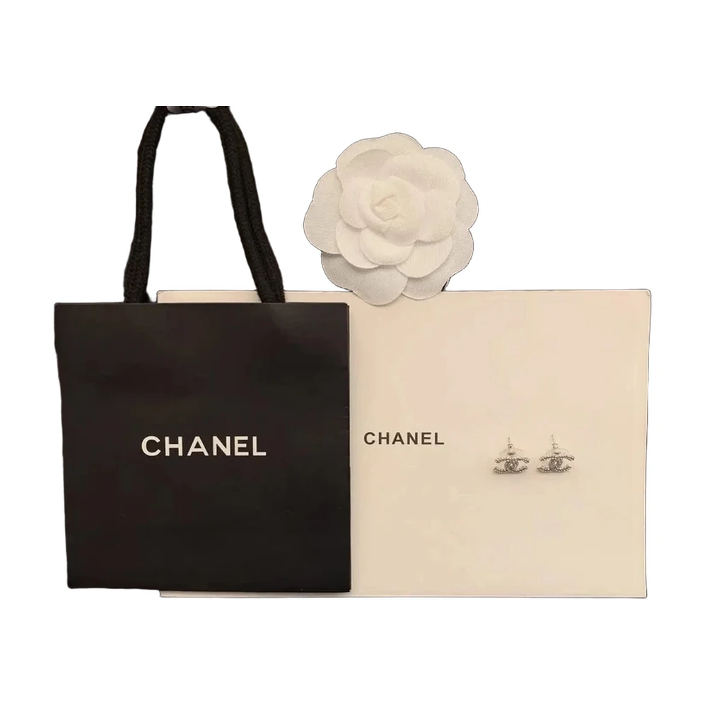 Chanel CC Crystal Stud Earrings
