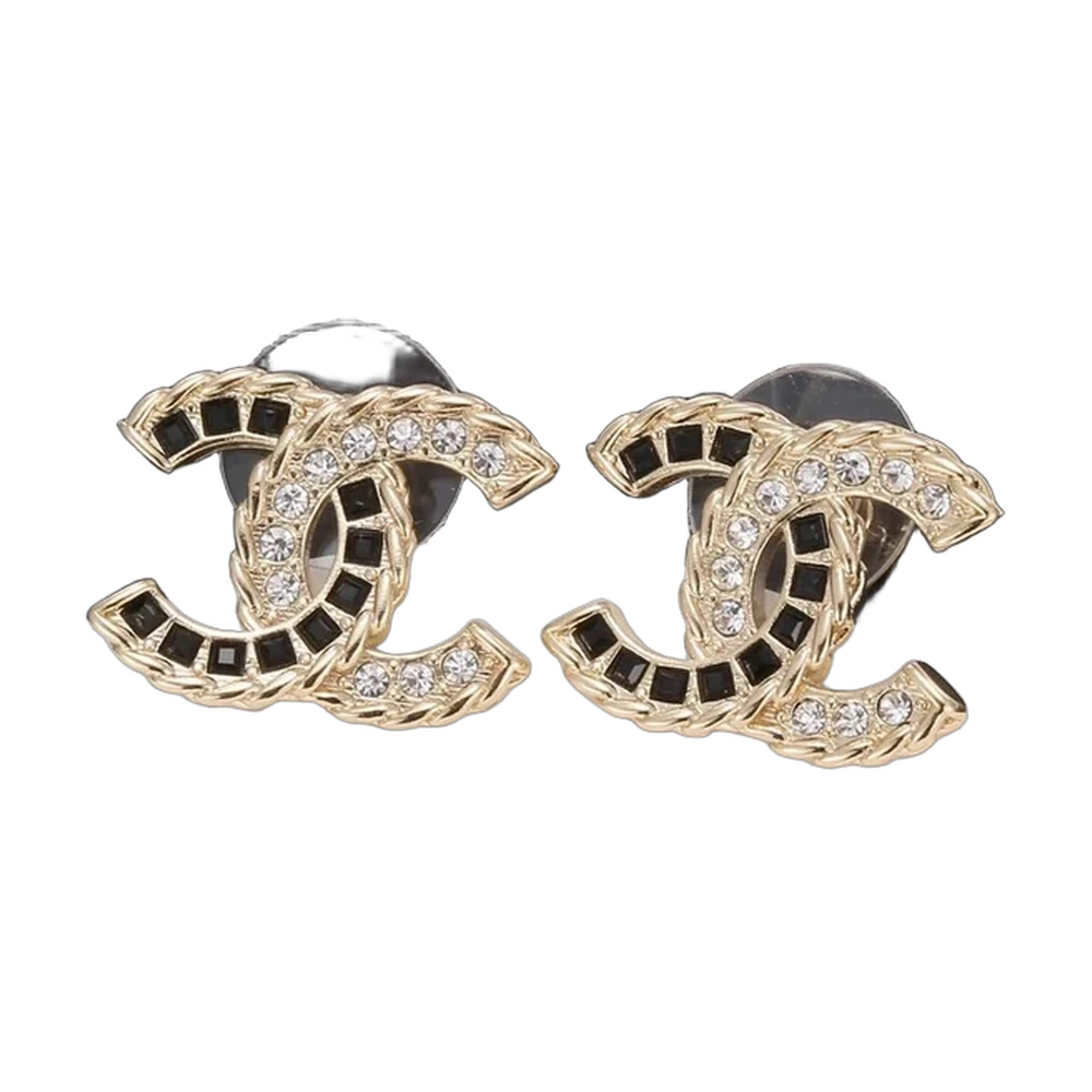 Chanel CC Crystal Stud Earrings
