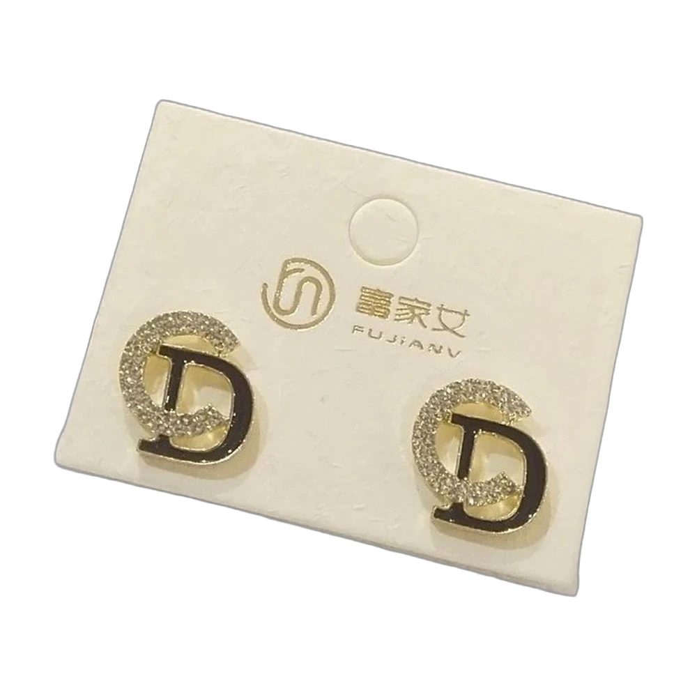 Dior CD Rhinestone Stud Earrings