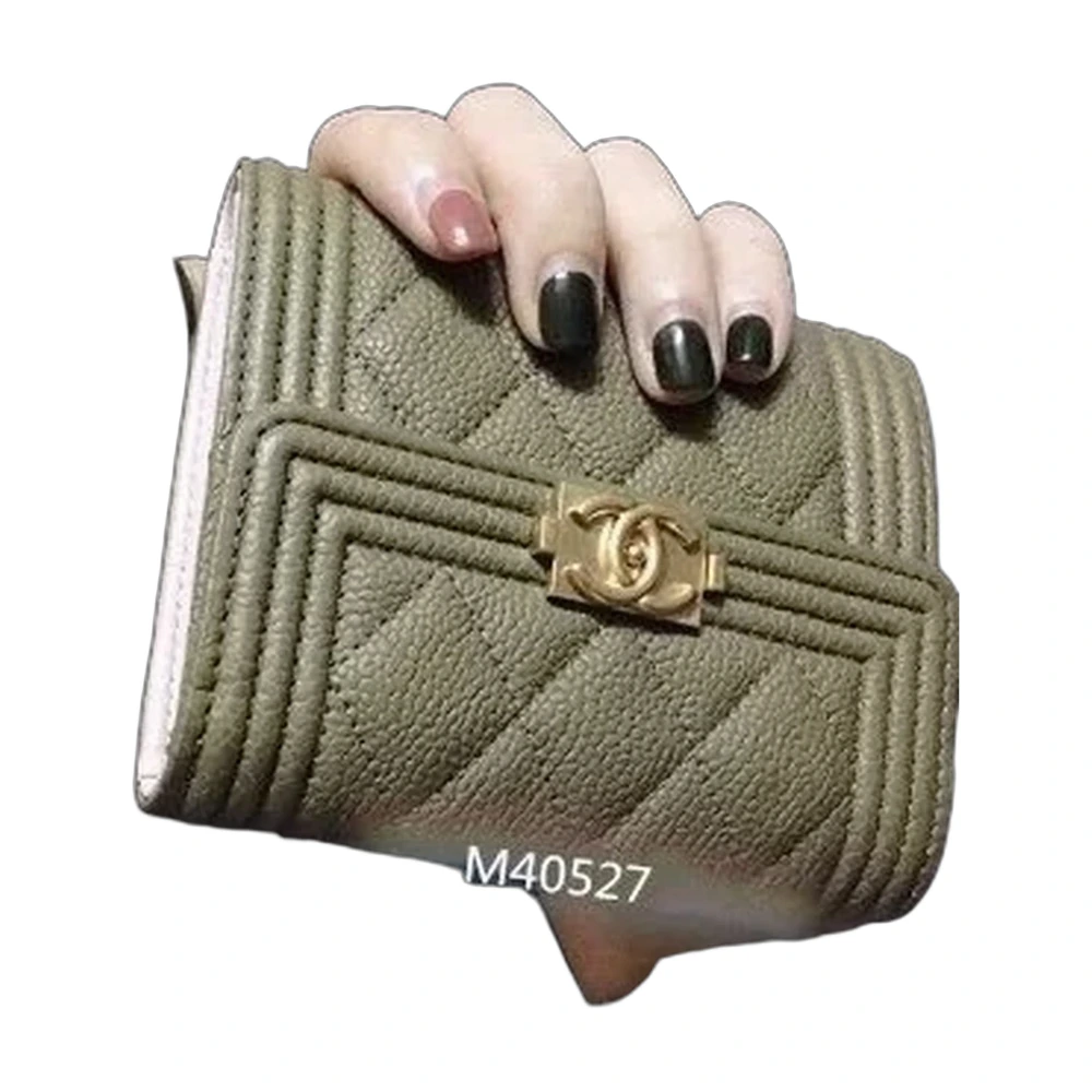 Chanel Boy Compact Wallet (Matcha Green Caviar)
