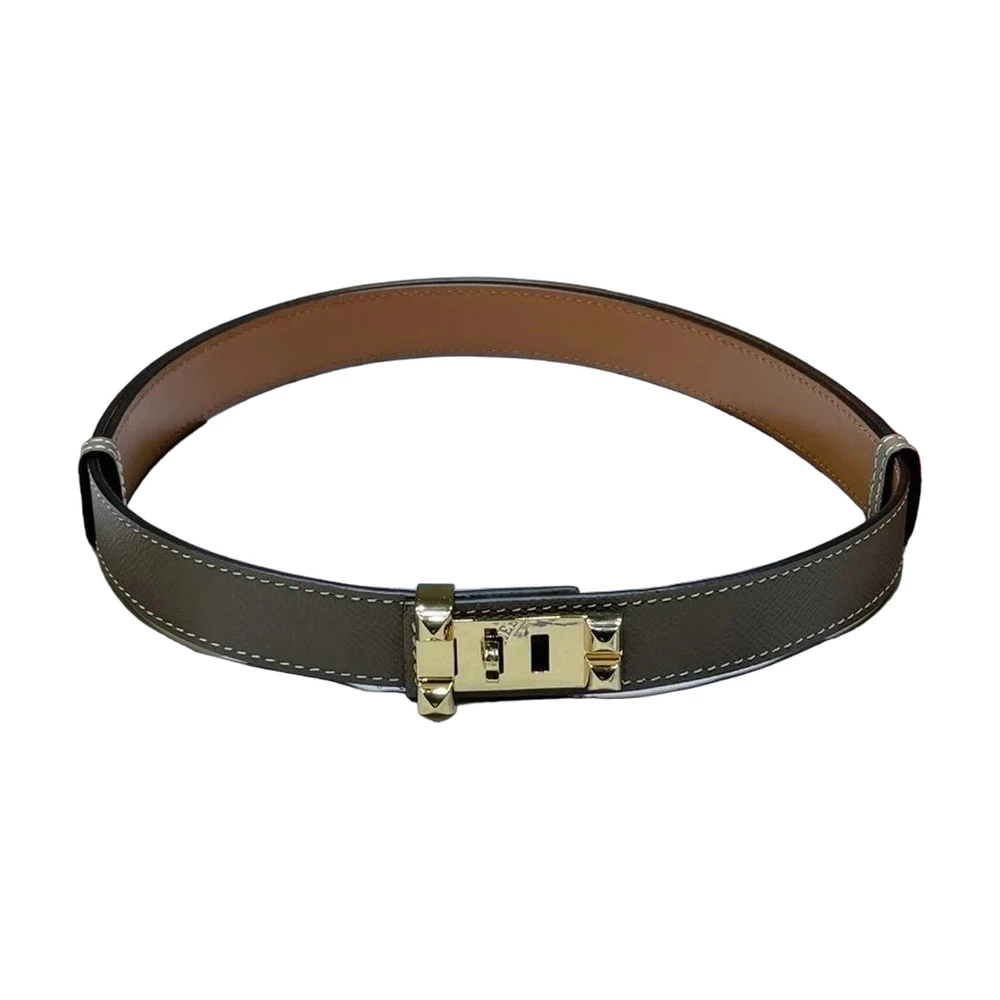 Hermès Kelly Buckle Leather Belt Etoupe