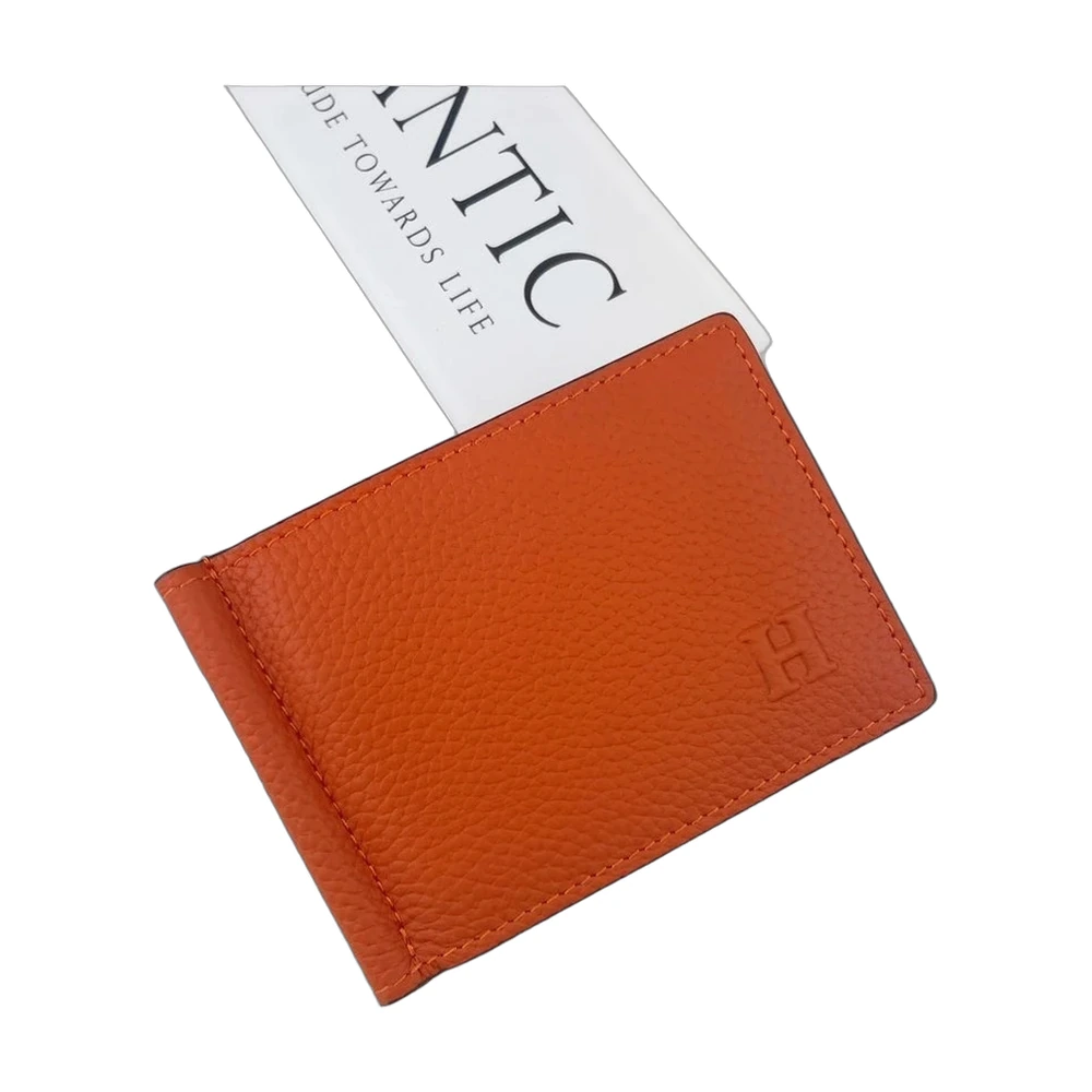 Hermès Leather Money Clip Wallet Orange