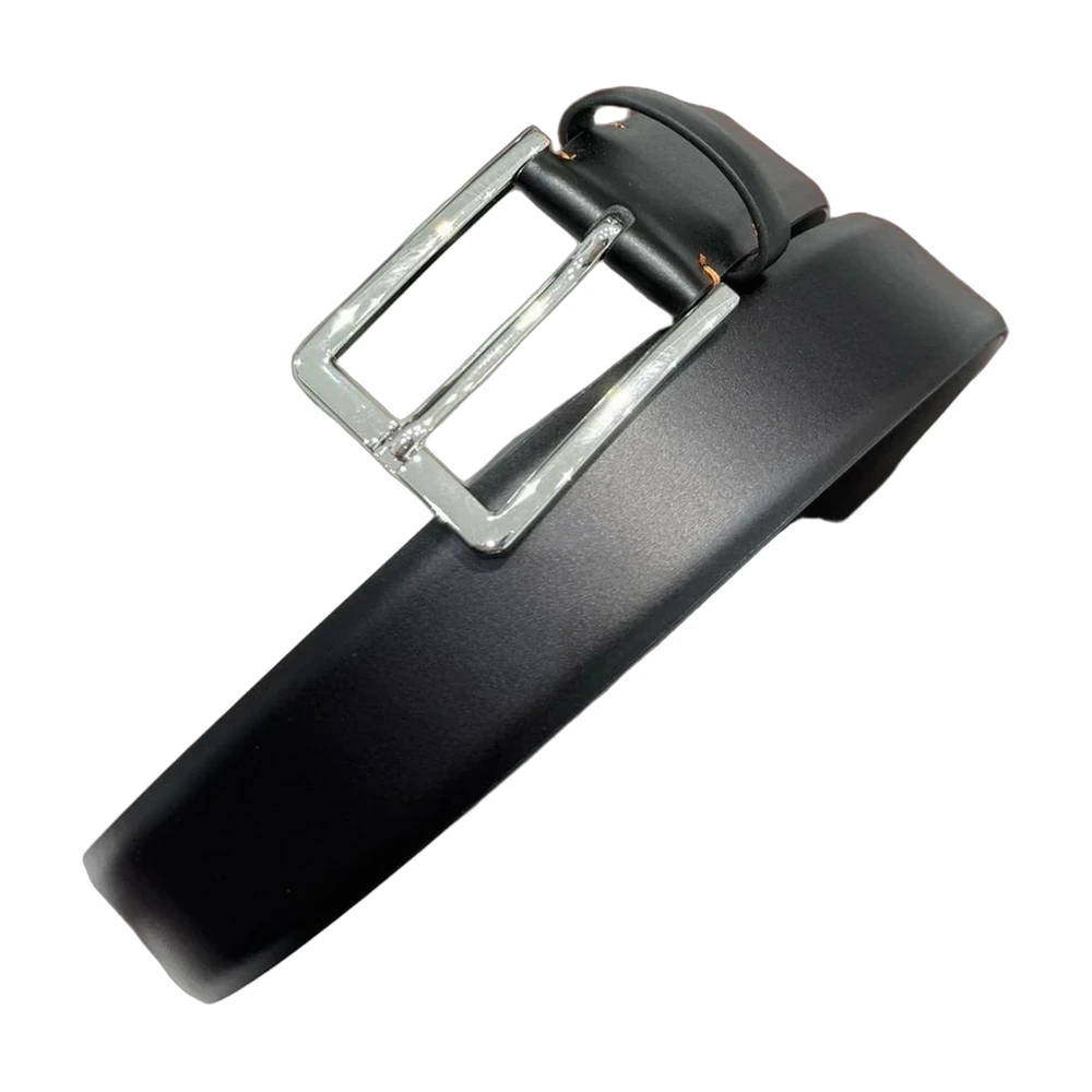 Louis Vuitton Black Leather Belt with Silver Buckle