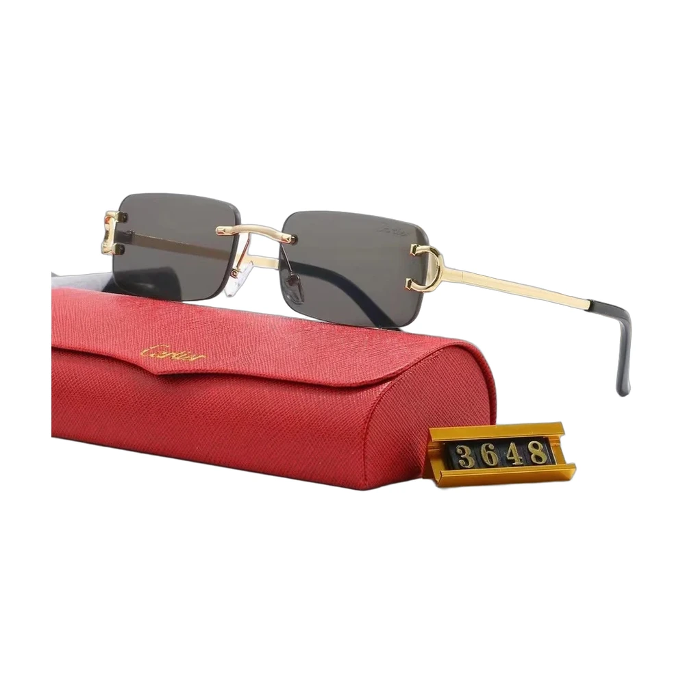 Cartier C Decor Rimless Rectangular Sunglasses