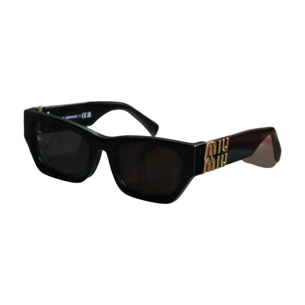 Miu Miu Logo Rectangular Sunglasses — Black