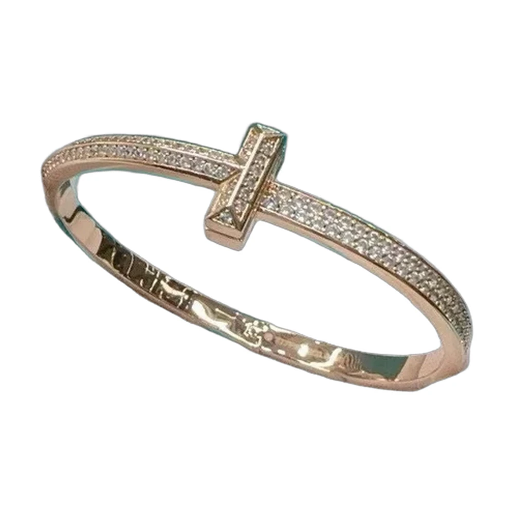 Tiffany & Co. T1 Diamond Hinged Bangle Rose Gold
